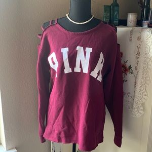 Victoria’s Secret PINK cold shoulder long pull over.